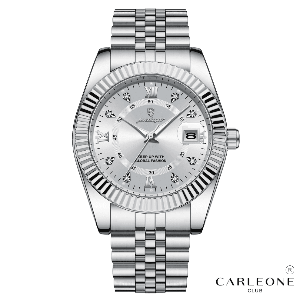 Montre Homme Poedagar Président en Acier Inoxydable Ronde