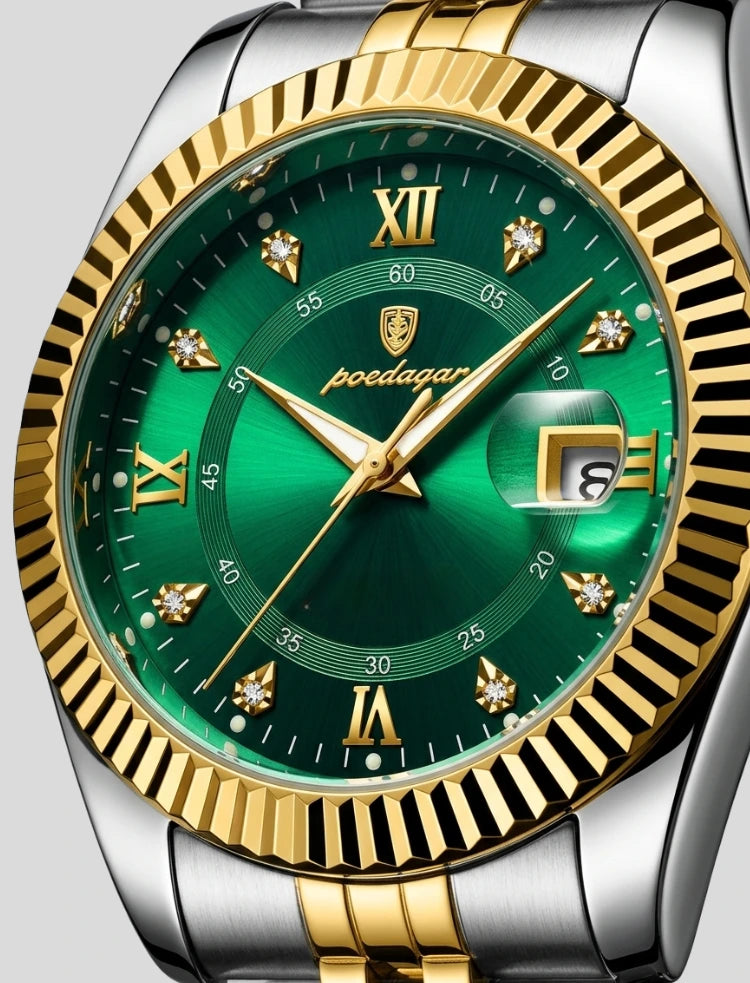 Poedgar President Herrenuhr aus Edelstahl, rund