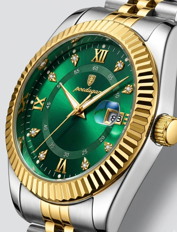Poedgar President Herrenuhr aus Edelstahl, rund