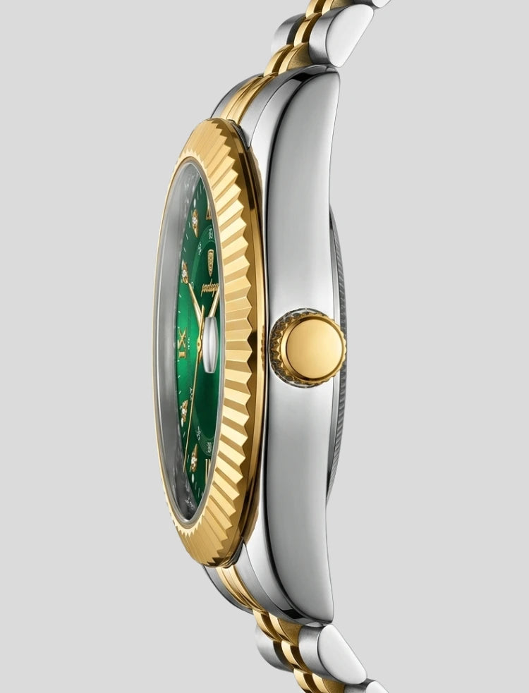 Poedgar President Herrenuhr aus Edelstahl, rund